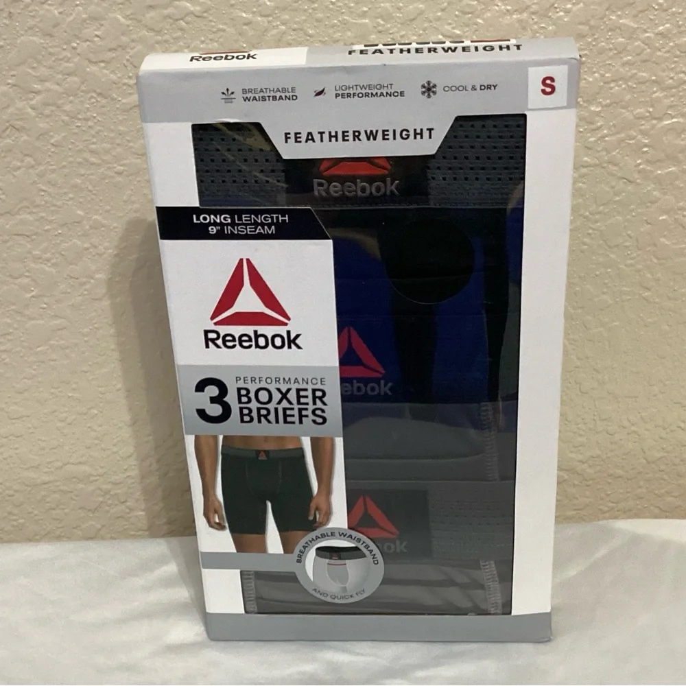 Reebok 3 Pack Black & Grey Performance Boxer Briefs